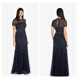 Adrianna Papell Cap Sleeve Gown with Sequin Accents